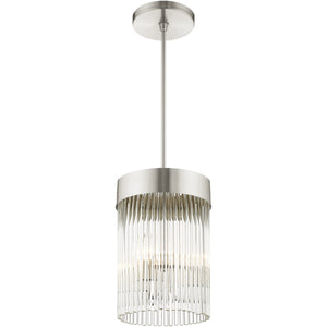 HomeRoots Three Light Dimmable Chandelier - Modern Steel Design with Cylindrical Shades for Any Space 687531