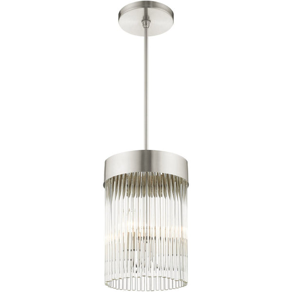 HomeRoots Three Light Dimmable Chandelier - Modern Steel Design with Cylindrical Shades for Any Space 687531