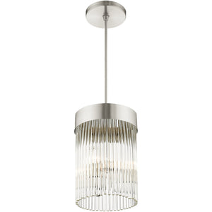 HomeRoots Three Light Dimmable Chandelier - Modern Steel Design with Cylindrical Shades for Any Space 687531