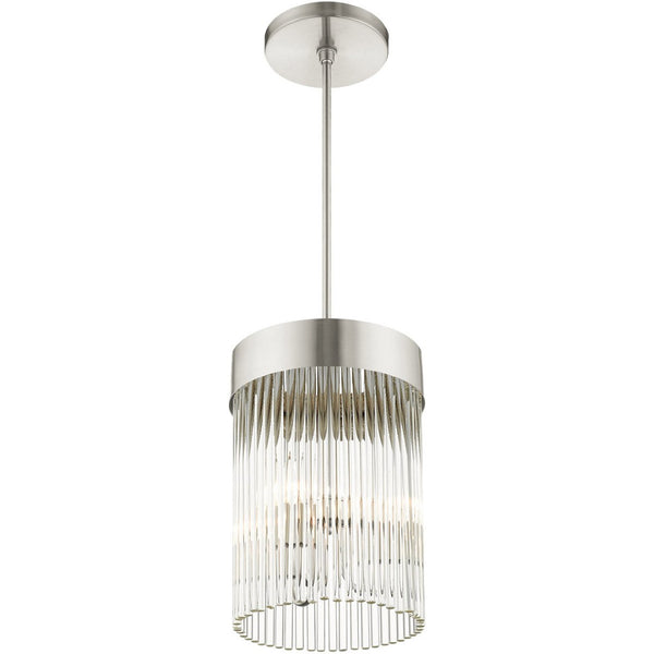 HomeRoots Three Light Dimmable Chandelier - Modern Steel Design with Cylindrical Shades for Any Space 687531