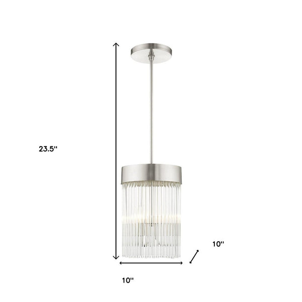 HomeRoots Three Light Dimmable Chandelier - Modern Steel Design with Cylindrical Shades for Any Space 687531
