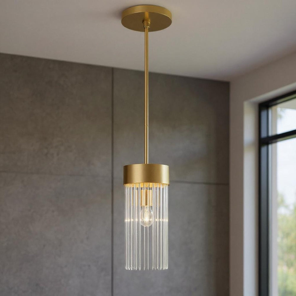HomeRoots Dimmable Chandelier with Sleek Cylinder Shades for Modern Ambiance in Any Space – Adjustable Lighting 687532