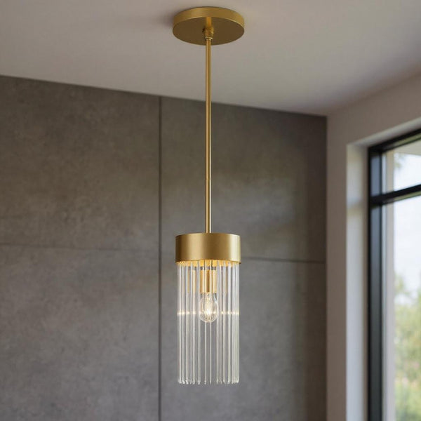 HomeRoots Dimmable Chandelier with Sleek Cylinder Shades for Modern Ambiance in Any Space – Adjustable Lighting 687532