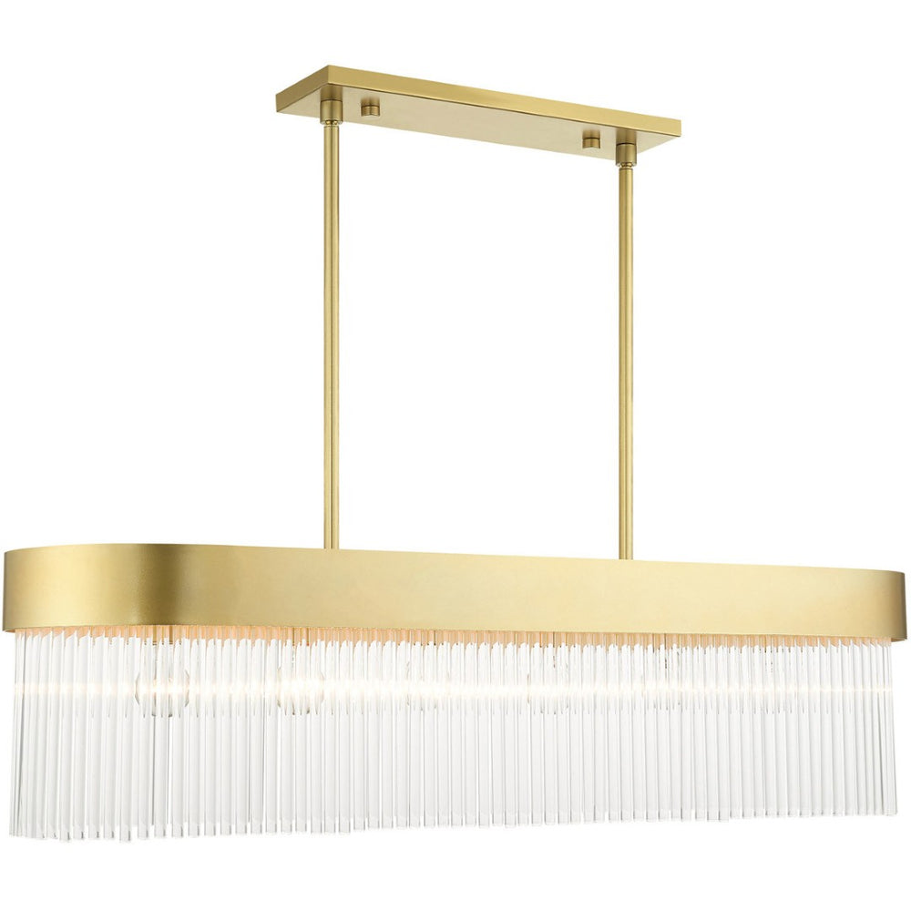 HomeRoots Six Light Dimmable Chandelier - Modern Cylindrical Shades for Elegant Ambiance in Any Room 687533