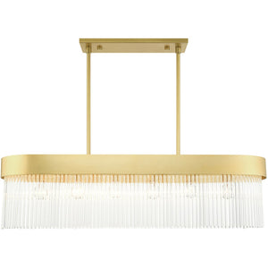 HomeRoots Six Light Dimmable Chandelier - Modern Cylindrical Shades for Elegant Ambiance in Any Room 687533