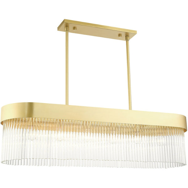 HomeRoots Six Light Dimmable Chandelier - Modern Cylindrical Shades for Elegant Ambiance in Any Room 687533