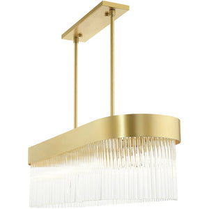 HomeRoots Six Light Dimmable Chandelier - Modern Cylindrical Shades for Elegant Ambiance in Any Room 687533