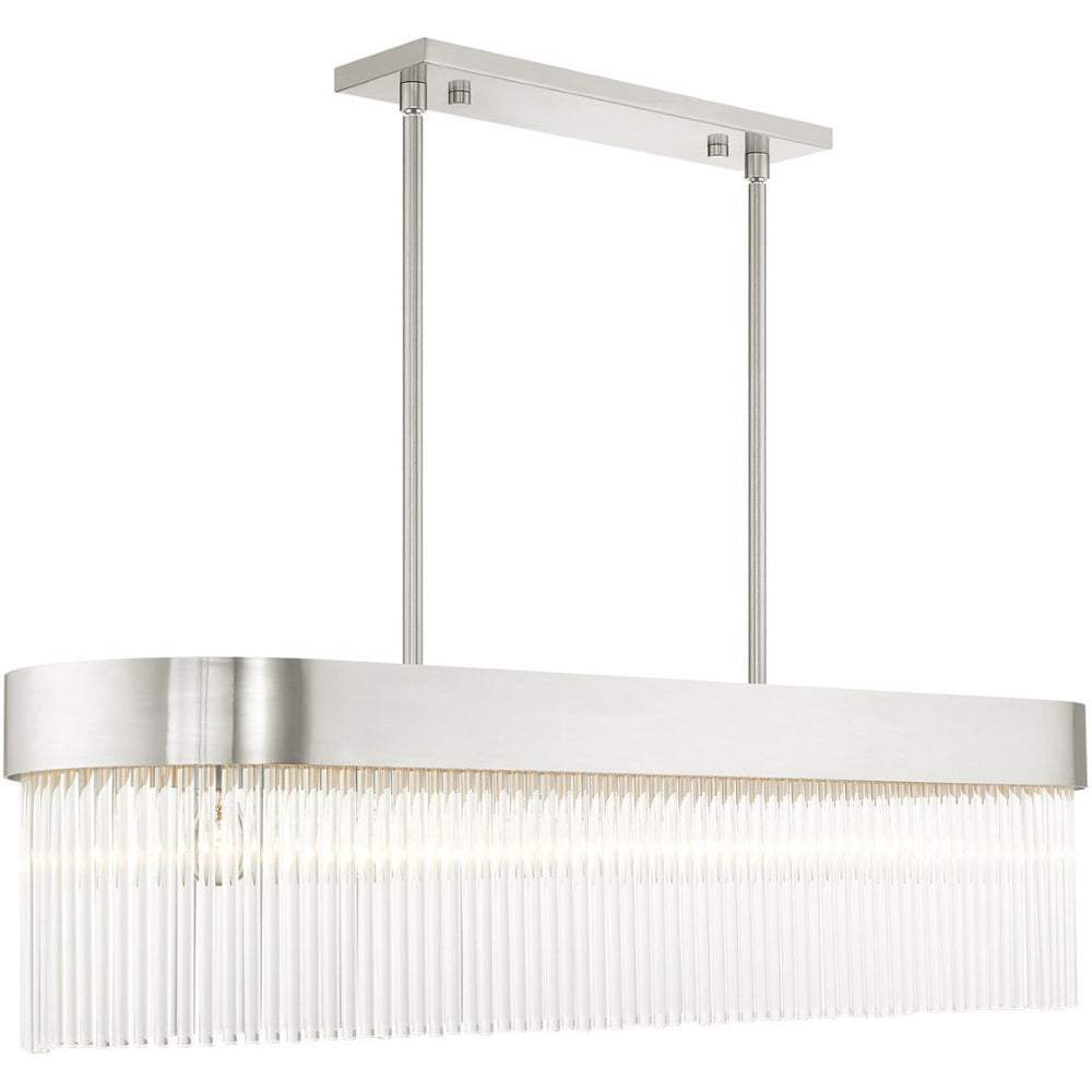 HomeRoots Six Light Dimmable Chandelier with Modern Cylinder Shades for Elegant Home Illumination & Style 687534