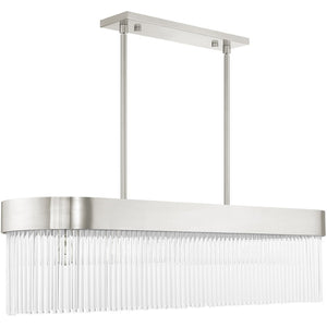 HomeRoots Six Light Dimmable Chandelier with Modern Cylinder Shades for Elegant Home Illumination & Style 687534
