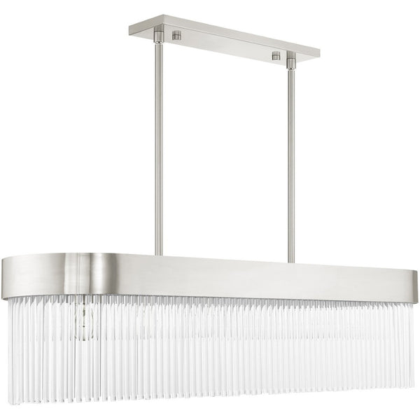 HomeRoots Six Light Dimmable Chandelier with Modern Cylinder Shades for Elegant Home Illumination & Style 687534