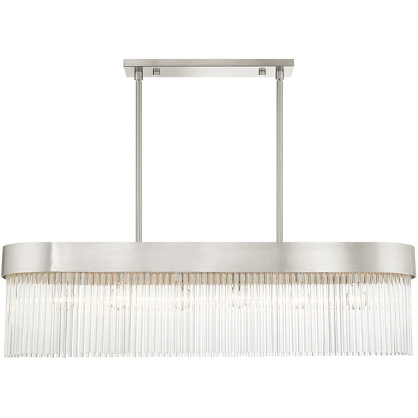 HomeRoots Six Light Dimmable Chandelier with Modern Cylinder Shades for Elegant Home Illumination & Style 687534