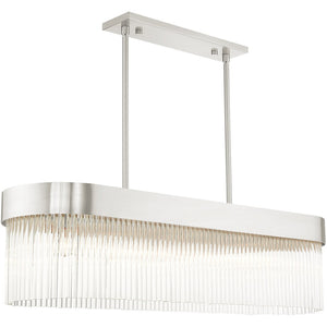 HomeRoots Six Light Dimmable Chandelier with Modern Cylinder Shades for Elegant Home Illumination & Style 687534