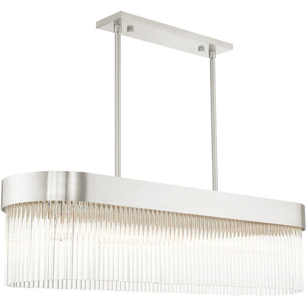 HomeRoots Six Light Dimmable Chandelier with Modern Cylinder Shades for Elegant Home Illumination & Style 687534