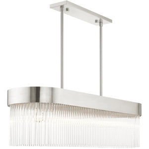 HomeRoots Six Light Dimmable Chandelier with Modern Cylinder Shades for Elegant Home Illumination & Style 687534