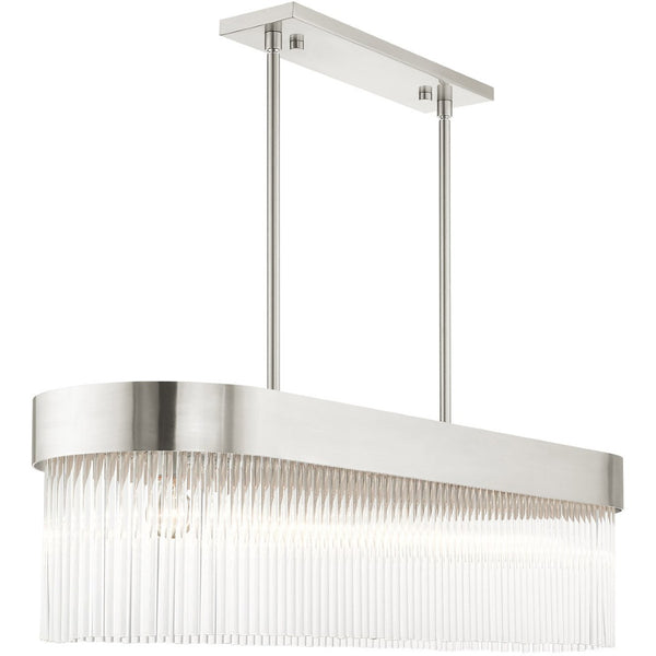 HomeRoots Six Light Dimmable Chandelier with Modern Cylinder Shades for Elegant Home Illumination & Style 687534
