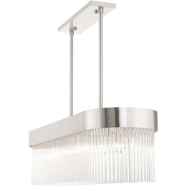 HomeRoots Six Light Dimmable Chandelier with Modern Cylinder Shades for Elegant Home Illumination & Style 687534
