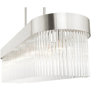 HomeRoots Six Light Dimmable Chandelier with Modern Cylinder Shades for Elegant Home Illumination & Style 687534