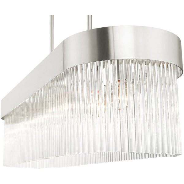 HomeRoots Six Light Dimmable Chandelier with Modern Cylinder Shades for Elegant Home Illumination & Style 687534