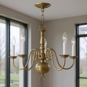 HomeRoots Five Light Dimmable Chandelier with Unique Cylinder Shades for Modern Living Room & Dining Spaces 687535