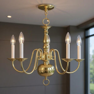 HomeRoots Five Light Dimmable Chandelier – Modern Cylinder Shades for Elegant Ambiance in Any Room 687536