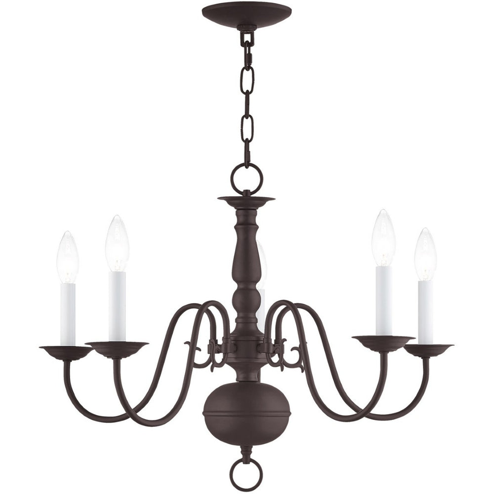 HomeRoots Bronze Five-Light Dimmable Chandelier with Elegant Cylinder Shades for Modern Home Decor Elegance 687537