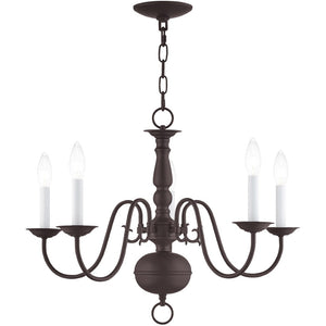 HomeRoots Bronze Five-Light Dimmable Chandelier with Elegant Cylinder Shades for Modern Home Decor Elegance 687537