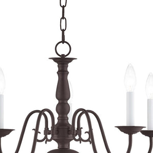 HomeRoots Bronze Five-Light Dimmable Chandelier with Elegant Cylinder Shades for Modern Home Decor Elegance 687537