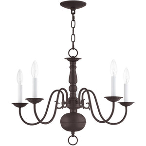 HomeRoots Bronze Five-Light Dimmable Chandelier with Elegant Cylinder Shades for Modern Home Decor Elegance 687537