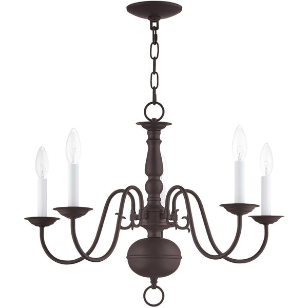 HomeRoots Bronze Five-Light Dimmable Chandelier with Elegant Cylinder Shades for Modern Home Decor Elegance 687537