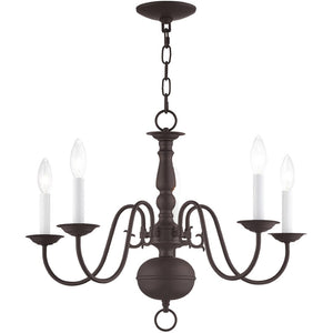 HomeRoots Bronze Five-Light Dimmable Chandelier with Elegant Cylinder Shades for Modern Home Decor Elegance 687537