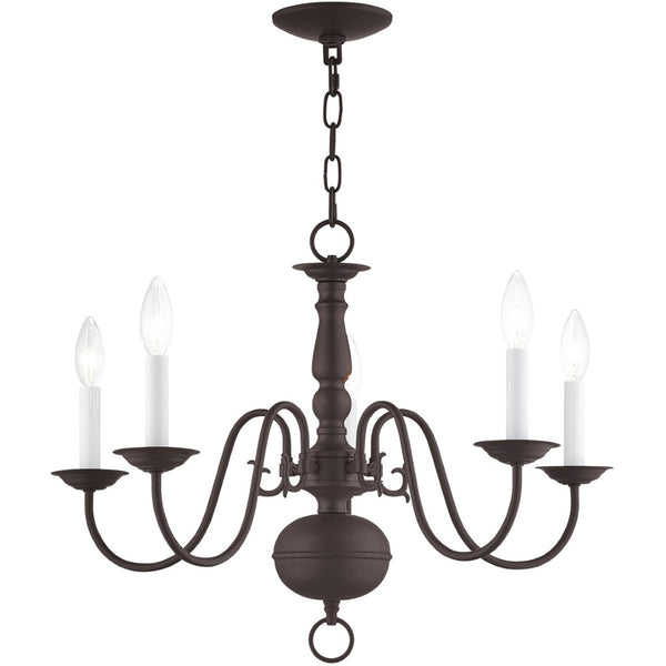 HomeRoots Bronze Five-Light Dimmable Chandelier with Elegant Cylinder Shades for Modern Home Decor Elegance 687537