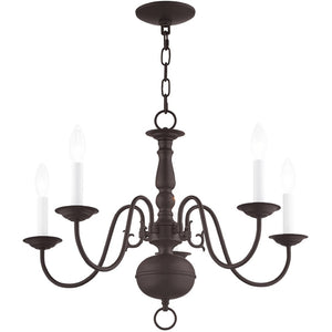 HomeRoots Bronze Five-Light Dimmable Chandelier with Elegant Cylinder Shades for Modern Home Decor Elegance 687537