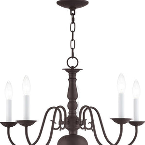 HomeRoots Bronze Five-Light Dimmable Chandelier with Elegant Cylinder Shades for Modern Home Decor Elegance 687537