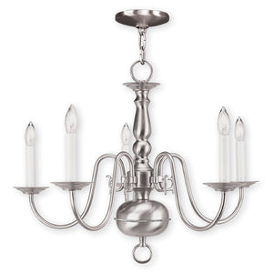 HomeRoots Five Light Dimmable Chandelier - Modern Cylinder Shades for Elegant Entryway & Dining Room Lighting 687539