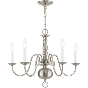 HomeRoots Five Light Dimmable Chandelier - Modern Cylinder Shades for Elegant Entryway & Dining Room Lighting 687539
