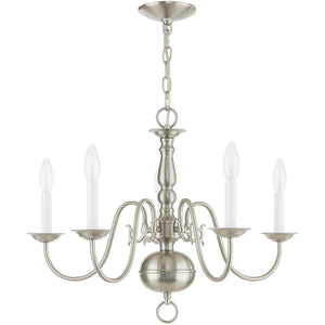 HomeRoots Five Light Dimmable Chandelier - Modern Cylinder Shades for Elegant Entryway & Dining Room Lighting 687539