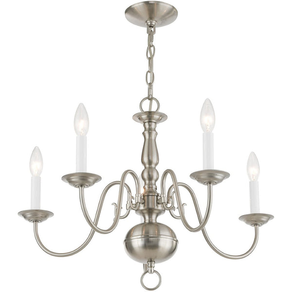 HomeRoots Five Light Dimmable Chandelier - Modern Cylinder Shades for Elegant Entryway & Dining Room Lighting 687539