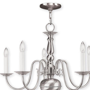 HomeRoots Five Light Dimmable Chandelier - Modern Cylinder Shades for Elegant Entryway & Dining Room Lighting 687539