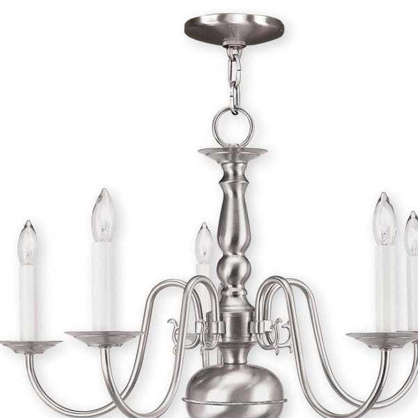 HomeRoots Five Light Dimmable Chandelier - Modern Cylinder Shades for Elegant Entryway & Dining Room Lighting 687539