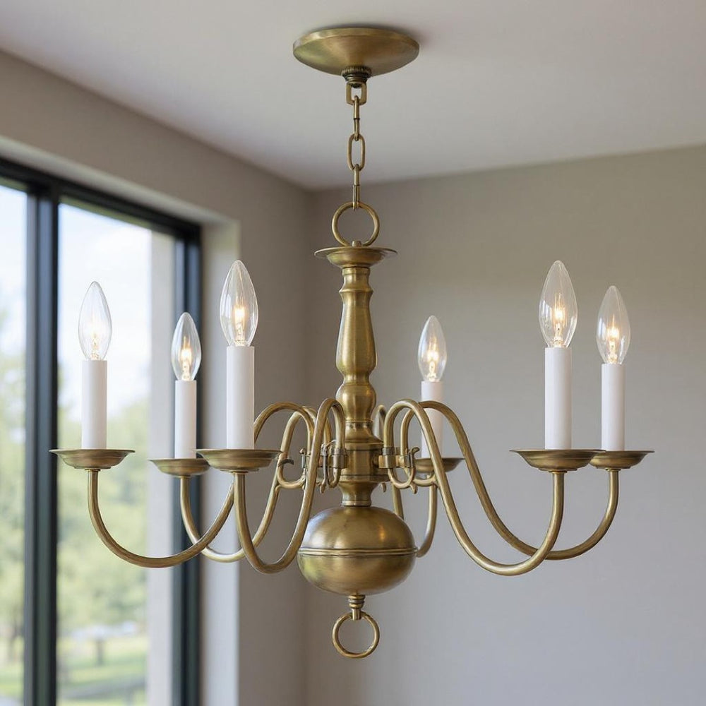 HomeRoots Six Light Dimmable Chandelier - Modern Steel Design with Cylindrical Shades for Ambient Elegance 687540