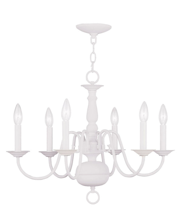 HomeRoots White Six-Light Dimmable Chandelier - Contemporary Cylinder Shades for Adjustable Ambiance & Style 687542