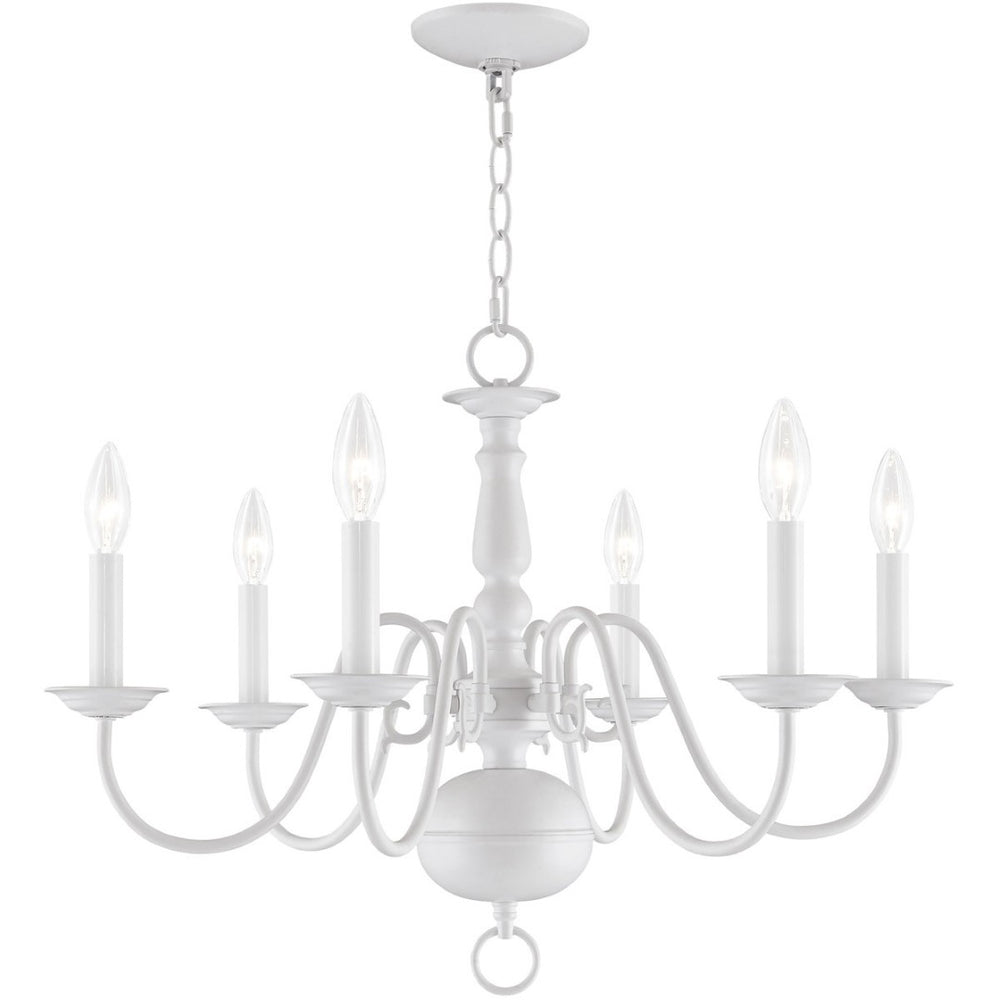 HomeRoots White Six-Light Dimmable Chandelier - Contemporary Cylinder Shades for Adjustable Ambiance & Style 687542