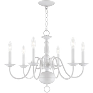 HomeRoots White Six-Light Dimmable Chandelier - Contemporary Cylinder Shades for Adjustable Ambiance & Style 687542