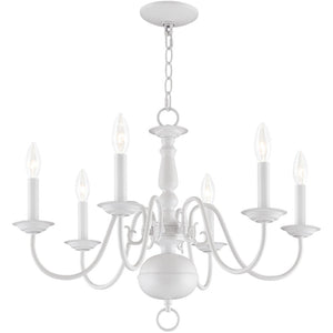 HomeRoots White Six-Light Dimmable Chandelier - Contemporary Cylinder Shades for Adjustable Ambiance & Style 687542