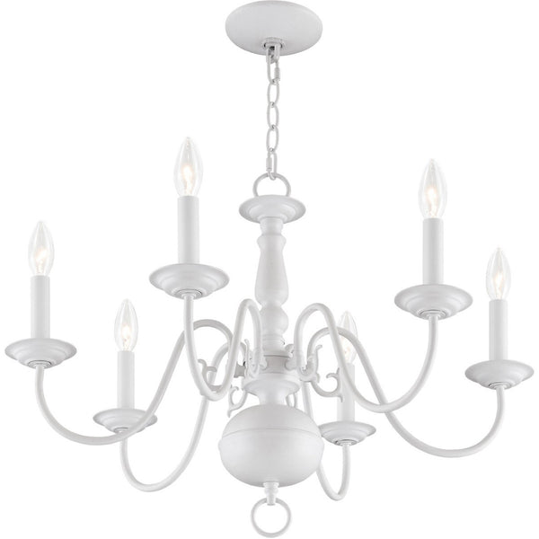 HomeRoots White Six-Light Dimmable Chandelier - Contemporary Cylinder Shades for Adjustable Ambiance & Style 687542