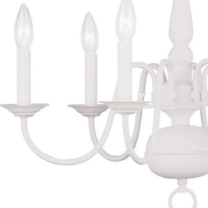 HomeRoots White Six-Light Dimmable Chandelier - Contemporary Cylinder Shades for Adjustable Ambiance & Style 687542