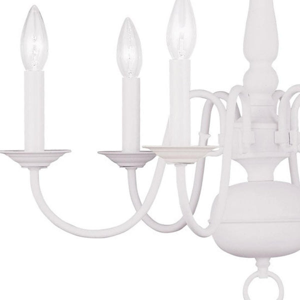 HomeRoots White Six-Light Dimmable Chandelier - Contemporary Cylinder Shades for Adjustable Ambiance & Style 687542
