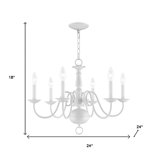 HomeRoots White Six-Light Dimmable Chandelier - Contemporary Cylinder Shades for Adjustable Ambiance & Style 687542