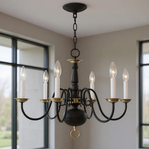HomeRoots Six Light Dimmable Chandelier - Modern Cylinder Design with Steel Shades for Any Room Ambiance 687543