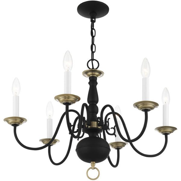 HomeRoots Six Light Dimmable Chandelier - Modern Cylinder Design with Steel Shades for Any Room Ambiance 687543